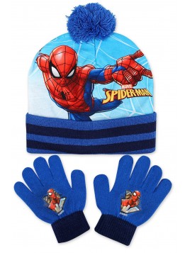 Chlapecká čepice a prstové rukavice Spiderman - modrá