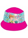 Letní růžový klobouček pro holky s motivem z oblíbené pohádky Ledové království (Frozen). Klobouček zdobí obrázek Elsy a Anny. Klobouk poskytuje UV ochranu 30+ UPF