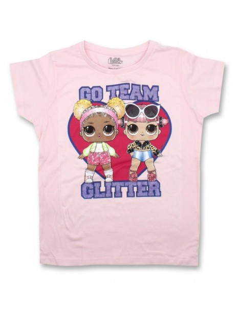 Dievčenské tričko s krátkym rukávom L.O.L. Surprise GLITTER - sv. ružové