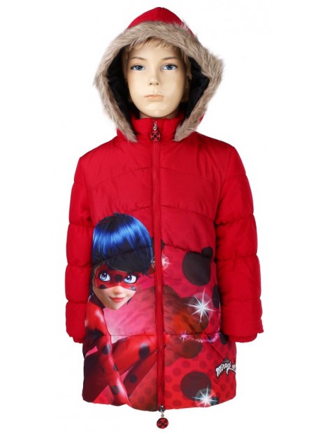 Prošívaný dívčí zimní kabát Kouzelná beruška - Ladybug