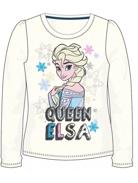 Dievčenské tričko s dlhým rukávom Ľadové kráľovstvo (Frozen) - krémové