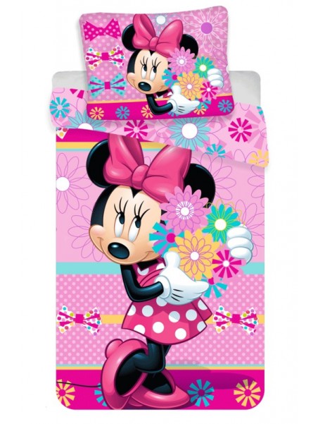 Detské ložní bavlněné povlečení Minnie Mouse - kvety