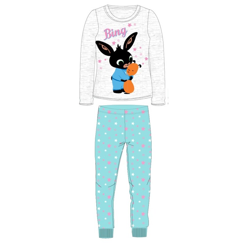 Dievčenské bavlnené pyžamo zajačik Bing a Flop - sv. šedé