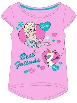 Dievčenské tričko s krátkym rukávom Ľadové kráľovstvo - Frozen - ružové