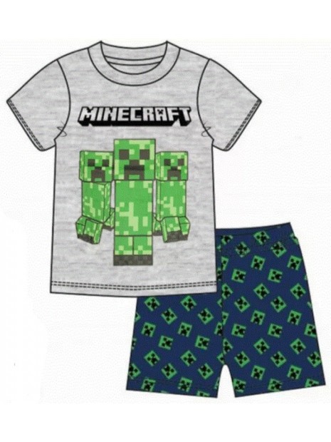 Chlapčenské letné pyžamo Minecraft - šedé