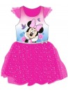 Krásne ružové dievčenské šaty s krátkym rukávom s motívom Minnie Mouse. Vrchná časť je vyrobená zo ružového materiálu, spodná časť zdobí tylová suknička. Prednú stranu zdobí obrázok myšky Minnie. Šatôčky poteší každú malú princeznú.