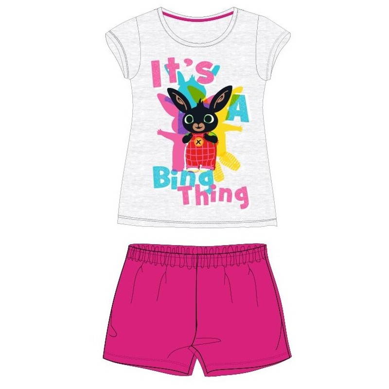 Letní dívčí bavlněné pyžamo zajíček Bing - růžové