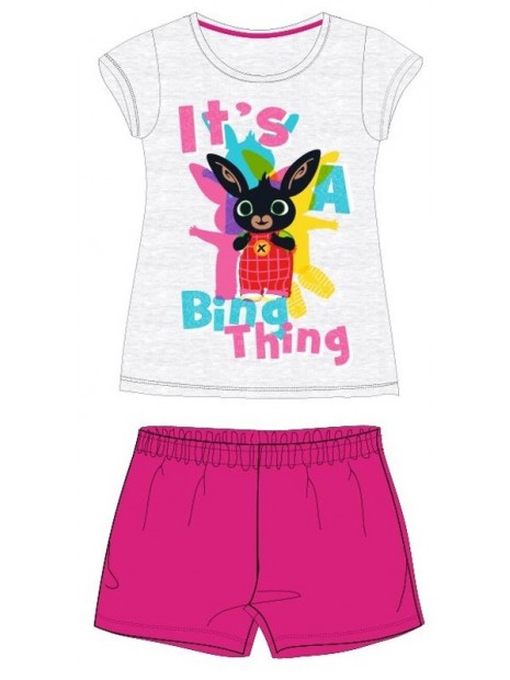 Letné dievčenské bavlnené pyžamo zajačik Bing - ružové