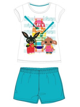 Letné dievčenské bavlnené pyžamo zajačik Bing - tyrkysové