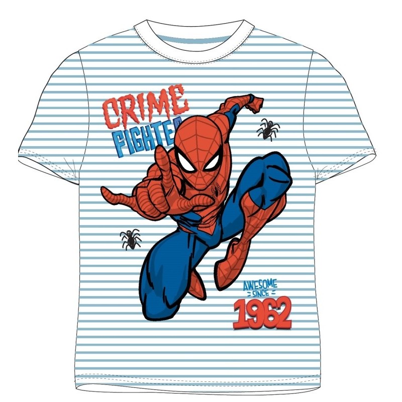 Chlapčenské tričko s krátkym rukávom Spiderman - pruhy - sv. modré