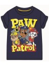 Krásné tričko s motivem Tlapkové patroly - PAW PATROL. Je vyrobené z příjemného 100% bavlněného materiálu. Tričko má tmavě modrou barvu, kulatý výstřih, krátké rukávy a přední stranu zdobí obrázek Chase, Marschalla a Rubla.
