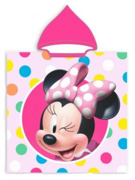 Dětská bavlněná pončo osuška s kapucí Minnie Mouse - puntíky