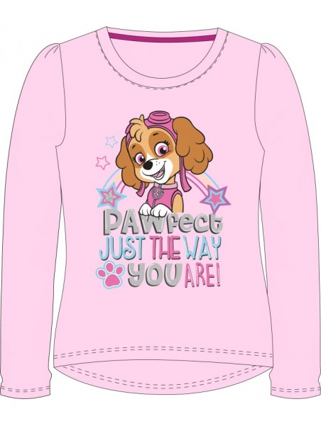 Dievčenské tričko s dlhým rukávom Tlapková patrola / Paw Patrol - ružové