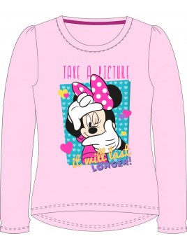 Dívčí tričko s dlouhým rukávem Minnie mouse - růžové
