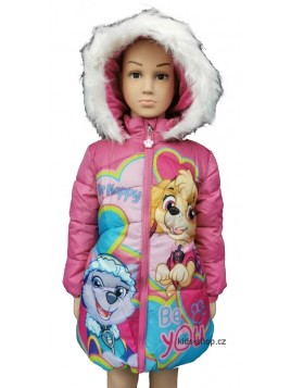 Prešívaný dievčenský zimný kabát Tlapková Patrola - Paw Patrol