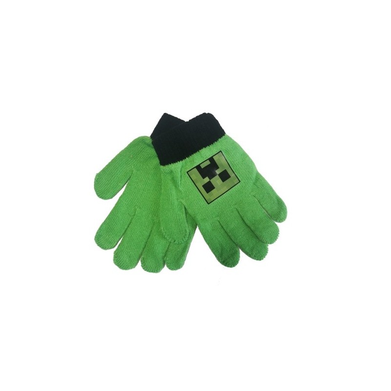 Dětské zimní pletené rukavice Minecraft - zelené