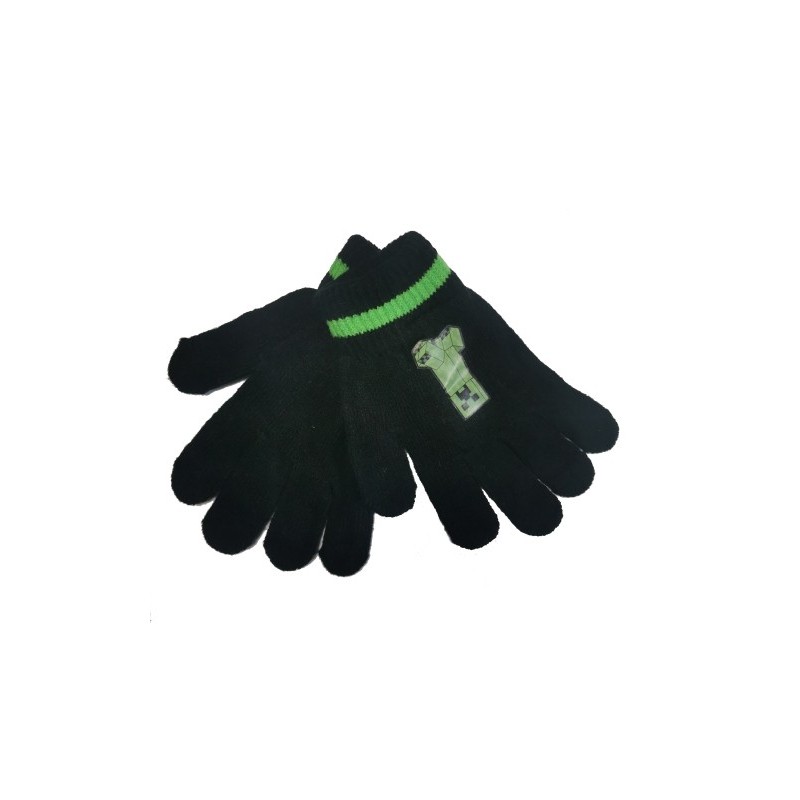 Dětské zimní pletené rukavice Minecraft - černé