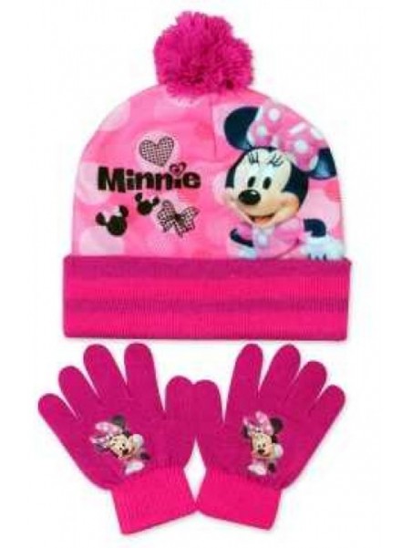 Dievčenská čiapka a prstové rukavice Minnie Mouse
