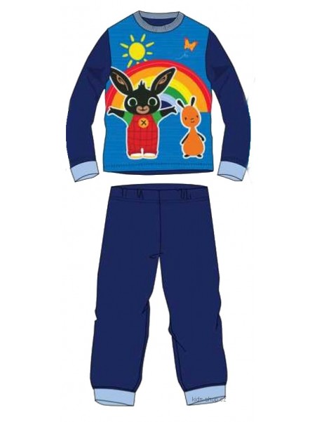 Chlapčenské bavlnené pyžamo zajačik Bing a Flop - tm. modré