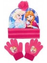 Krásný dívčí set čepice s bambulí a prstové rukavice s obrázkem Elsy a Anny z krásné pohádky Ledové království (Frozen).