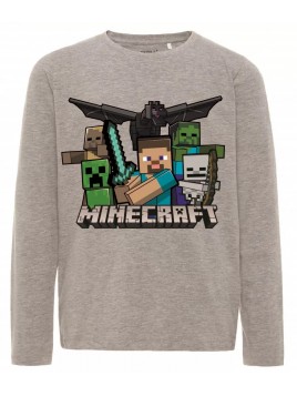 Chlapčenské tričko s dlhým rukávom Minecraft - šedé
