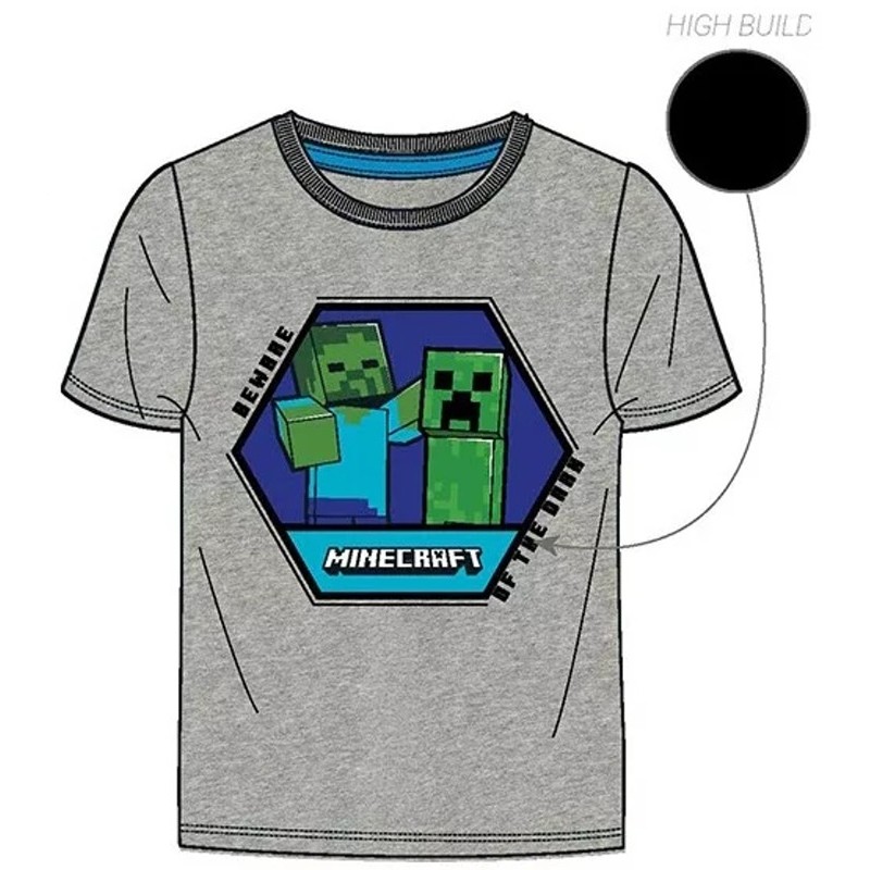 Chlapčenské tričko s krátkym rukávom Minecraft - Creeper - šedé