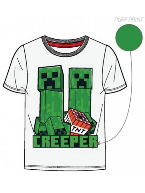 Chlapecké bavlněné tričko s krátkým rukávem Minecraft TNT - bílé