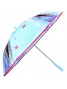 Krásný dětský deštník s motivem oblíbené pohádky Ledové království - Frozen II. Deštník je vyroben z PVC materiálu. Každý díl na kterém je obrázek princezen Elsy a Anny je na transparentním podkladu. Konstrukce deštníku je kovová, rukojeť je vyrobená z plastu. Průměr deštníku je 69 cm.