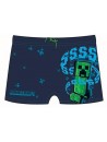 Detské plávacie šortky/boxerky s motívom počítačovej hry Minecraft. Plavky zdobia obrázok obľúbeného Creepera. Plavky majú v páse gumu a šnúrku na stiahnutie. Zadná strana je tmavo modrá.