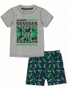 Krásne a pohodlné pyžamo pre chlapcov s obrázkom Creepera z počítačovej hry Minecraft. Pyžamo je vyrobené z príjemného materiálu (95% bavlna). Horný diel v šedej farbe má krátke rukávy a okrúhly výstrih, spodný diel šortky v tmavo modrom prevedení v páse na gumu.