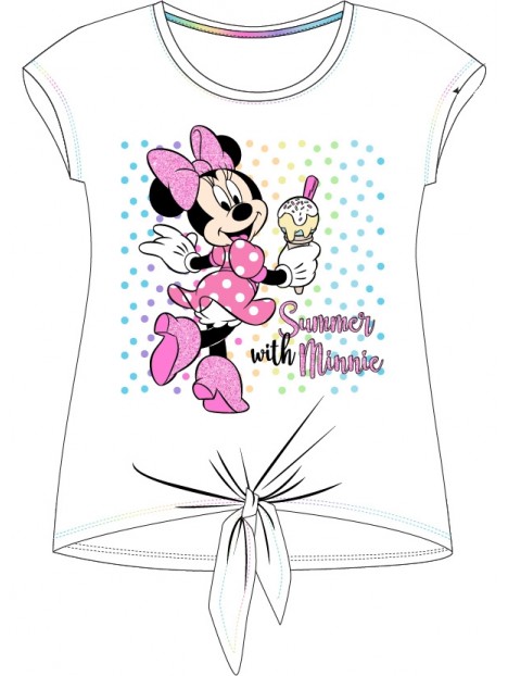 Dívčí bavlněné tričko s krátkým rukávem Minnie Mouse (Disney) - bílé