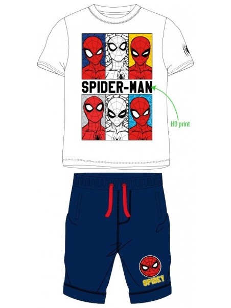 Chlapčenský bavlnený letný set Spiderman - biely