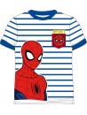 Krásne chlapčenské/detské tričko s krátkym rukávom s motívom Spiderman - MARVEL, je vyrobené zo 100% bavlny. Tričko má bielu farbu s modrými pruhmi a obrázkom Spidermana.