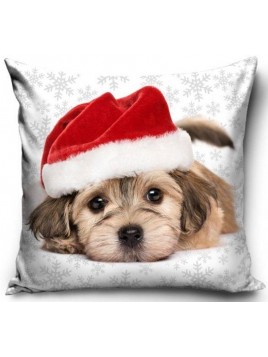 Dekoračný vianočný vankúš - roztomilé šteňa