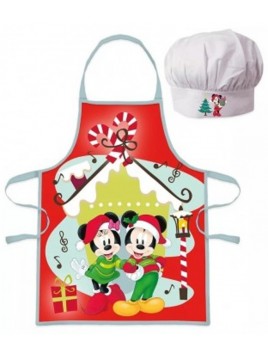 Dětská Vánoční zástěra a kuchařská čepice Mickey a Minnie Mouse