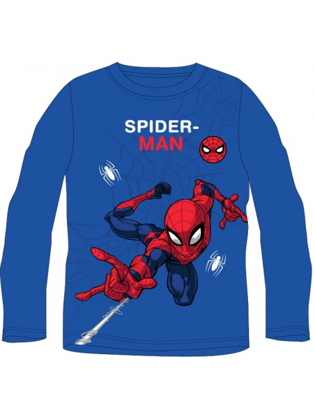 Chlapecké bavlněné tričko s dlouhým rukávem Spiderman - modré