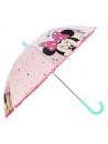 Dětský deštník Minnie mouse - Disney. Kvalitní provedení kovové konstrukce s plastovou rukojetí. Povrch deštníku je vyroben z kvalitního částečně transparentního materiálu s obrázkem oblíbené myšky Minnie. Průměr rozevřeného deštníku je cca 69 cm.