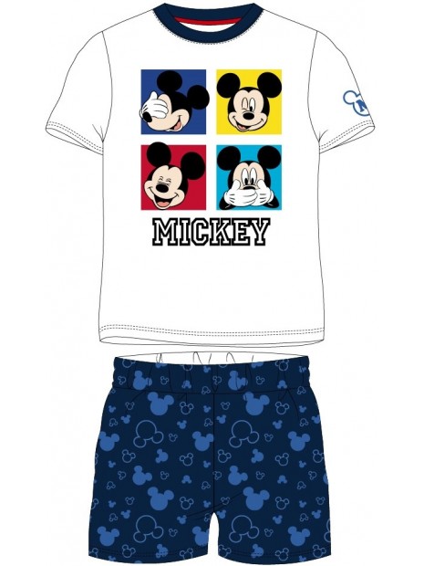 Chlapčenské bavlnené letné pyžamo Mickey Mouse - biele