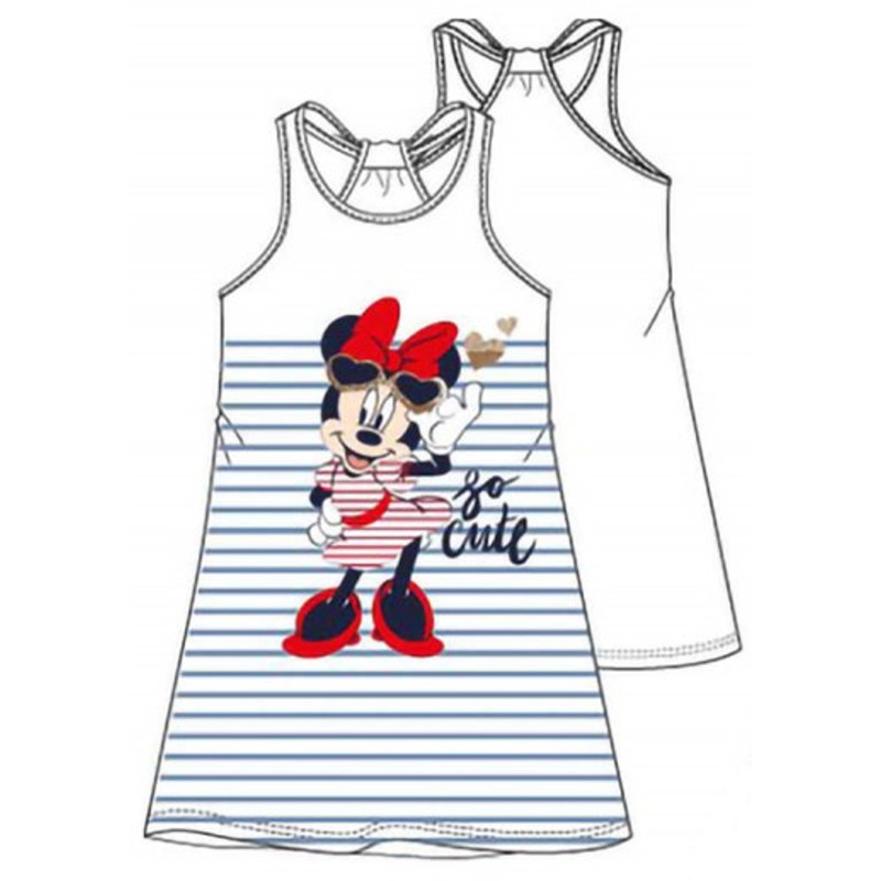 Dievčenské bavlnené letné šaty Minnie Mouse - biele