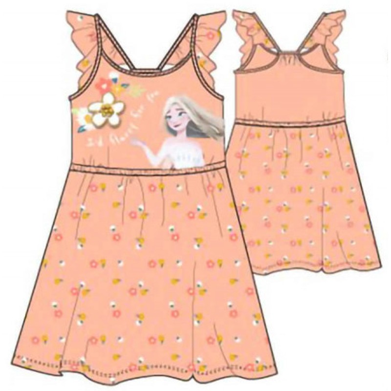 Dívčí bavlněné letní šaty Ledové království - oranžové