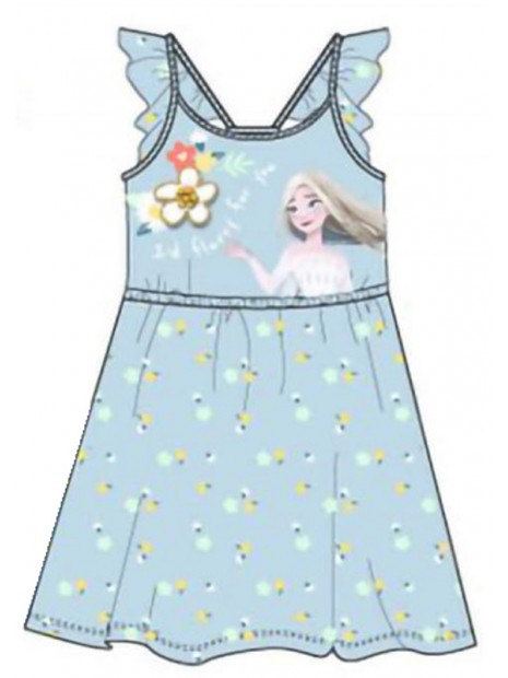 Dievčenské bavlnené letné šaty Ľadové kráľovstvo - modré