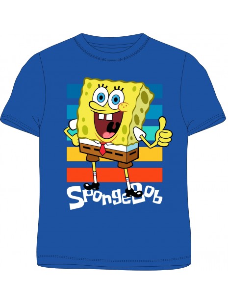 Chlapčenské bavlnené tričko s krátkym rukávom Spongebob - modré