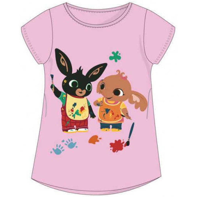 Dievčenské tričko s krátkym rukávom zajačik Bing - sv. ružové