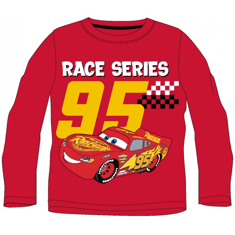 Chlapecké bavlněné tričko s dlouhým rukávem Auta - Blesk McQueen 95 - červené