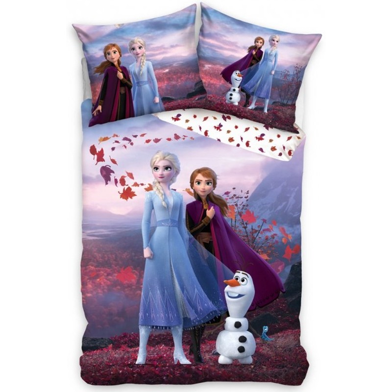 Dievčenské bavlnené posteľné obliečky Ľadové kráľovstvo - Elsa, Anna, Olaf
