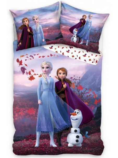 Dievčenské bavlnené posteľné obliečky Ľadové kráľovstvo - Elsa, Anna, Olaf