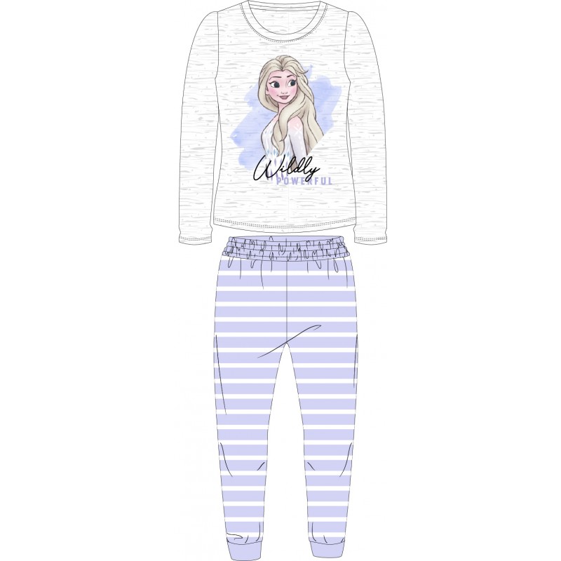 Dievčenské pyžamo s dlhým rukávom Ľadové kráľovstvo Elsa - šedé