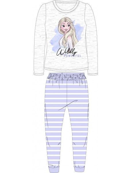 Dievčenské pyžamo s dlhým rukávom Ľadové kráľovstvo Elsa - šedé