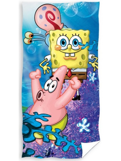 Detská plážová bavlnená osuška SpongeBob - hrátky s Garym