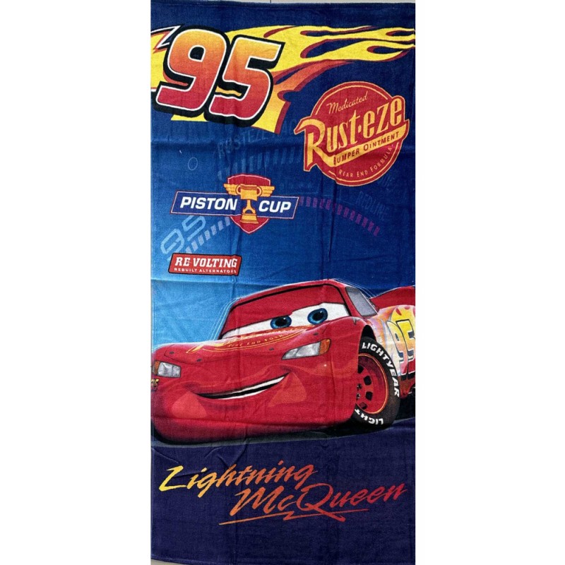 Chlapecká bavlněná osuška Auta - Blesk McQueen 95 - modrá